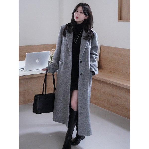 [보라끌레르 PICK]래빗 앙고라 울 핸드메이드 싱글 롱 코트 [2COLORS]