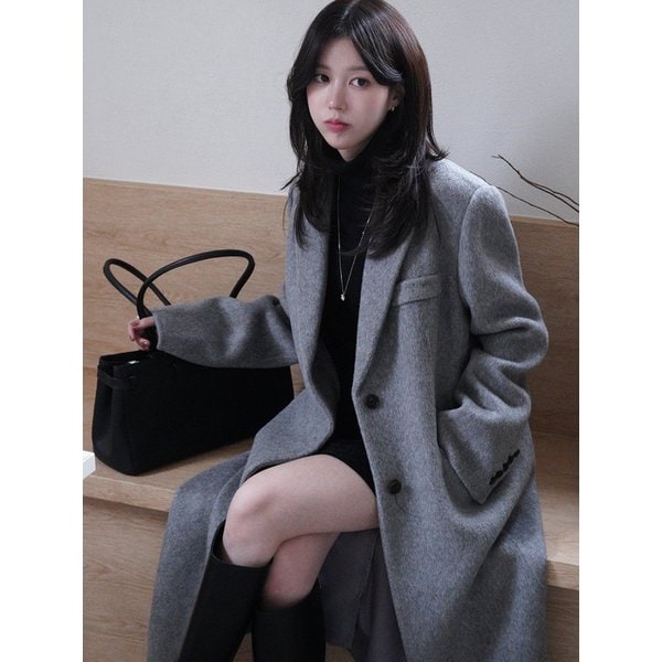 [보라끌레르 PICK]래빗 앙고라 울 핸드메이드 싱글 롱 코트 [2COLORS]