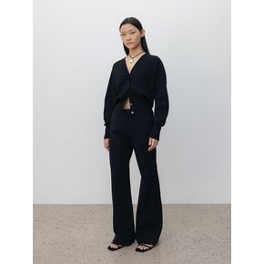 Elastic cotton barrel sleeve cardigan_Black