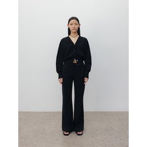 Elastic cotton barrel sleeve cardigan_Black