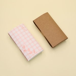 이지포장 두줄 김밥 도시락 600개 종이 포장 트레이 상자 핑크 크라프트무지