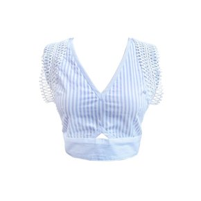 CAT SERIES BLUE STRIPE  SLEEVELESS ZIPPER TOP