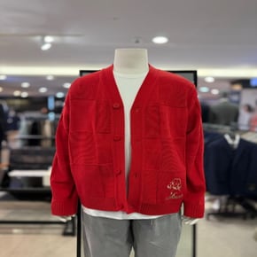 리버클래시 레드 블럭패턴 자수 포인트 가디건 LLS51503