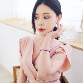 14k 금볼 천연 자수정 원석 팔찌 4mm 2월 탄생석 [주문제작]