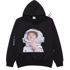 ADLV BABY FACE HOODIE BLACK ASTRONAUT-우주인