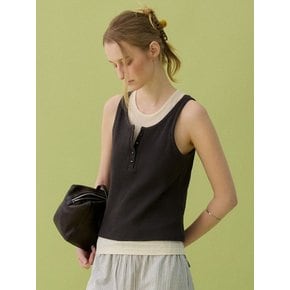 SLAT WAFFLE HENLEYNECK TOP - 3COLOR