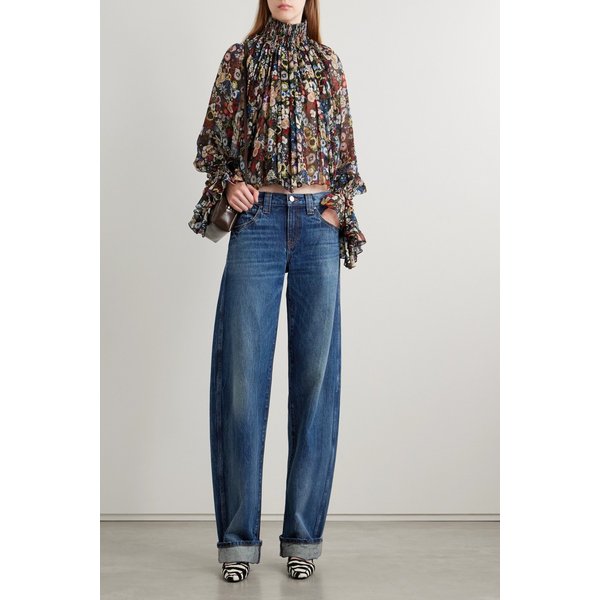 케이트 카로 미드라이즈 배럴 레그 진 다크 데님 46376663162958318