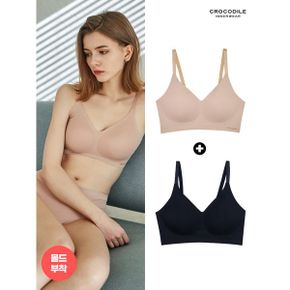 뉴 라이크라 쉘론 몰드부착 스트랍 감탄브라 1+1 베이지+블랙_P382851802
