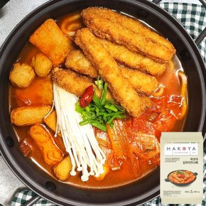 얼큰한 하코야 김치카츠나베 680g 2인분  국내산돈까스+어묵+사누끼우동+국내산볶음김치 특제소스