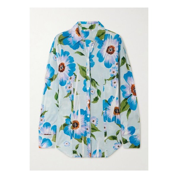 플로럴 프린트 보일 셔츠 블루 1647597355986439
