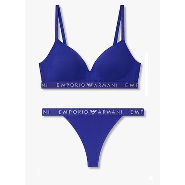 EMPORIO ARMANI 여성 로고 밴딩 패디드 트라이앵글 브라&티팬티 세트(0824381524,0824310520)