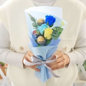 1300K 쁘띠 페레로로쉐 꽃다발 블루 초콜릿 사탕 선물 부케