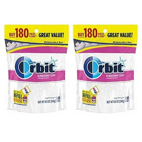 [해외직구]오비트 화이트 버블민트 무설탕 껌 180입 2팩 249g Orbit White Bubblemint Sugarfree Gum 8.8oz