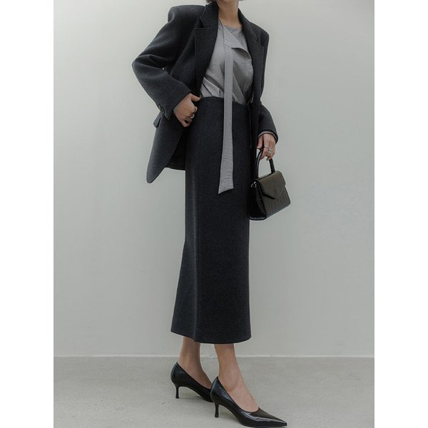 [단독] 씨엘로 울 미디 스커트(차콜)