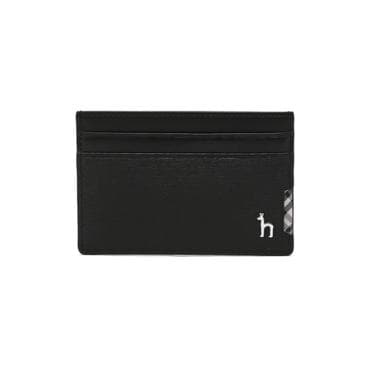 헤지스 [백화점BEST][CHESTER] 블랙 체크장식 소가죽 카드홀더 HJHO5F286BK
