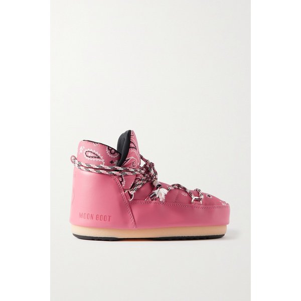 문 부츠 반다나 프린트 레이스업 스노우 부츠 핑크 35 1647597284192076
