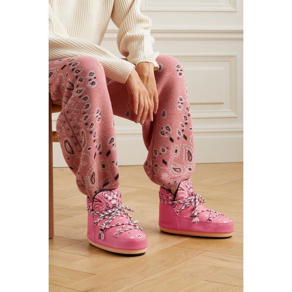 문 부츠 반다나 프린트 레이스업 스노우 부츠 핑크 35 1647597284192076