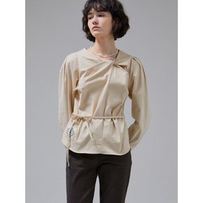 [LINE] Sleeve Tuck Twisted Blouse (2colors)