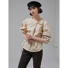 [LINE] Sleeve Tuck Twisted Blouse (2colors)