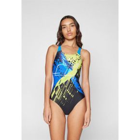 4785201 Arena FUNNY SPOT V BACK - Swimsuit black multi/blue china