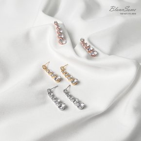 실버925 물방울 크리스탈 드롭 큐빅이어링 롱귀걸이 모임 데일리 로즈골드 은침