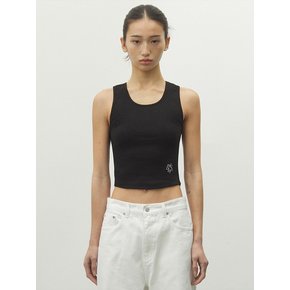 RIBBED SLEEVELESS TOP BLACK