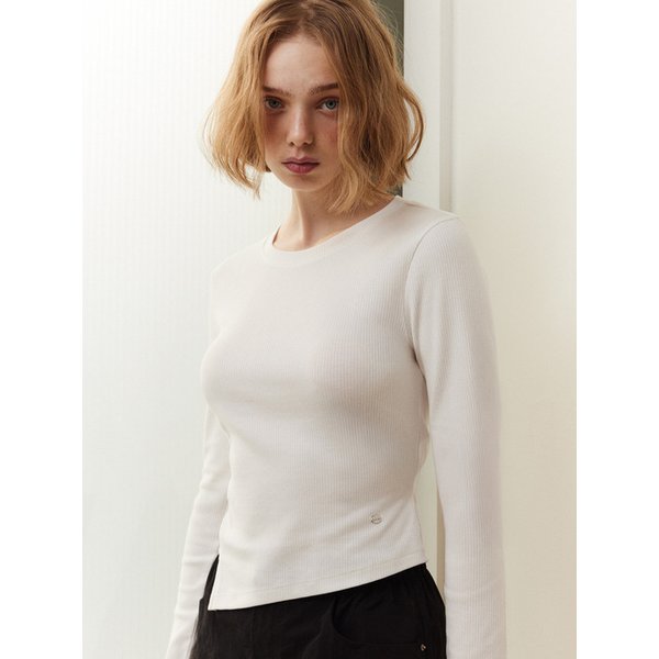 백리본 언발란스 골지 티셔츠 OP1K5393