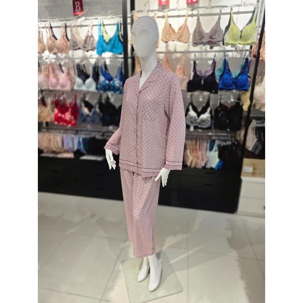 [시흥점] S 비너스 ) 폴리30D 로고나염 보더 여성 파자마 세트 [VPA4541W-PK]