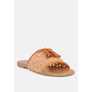 이스퀘어 4844280 Rag  Co CEDAR Handwoven Natural Tan Tassel Flats