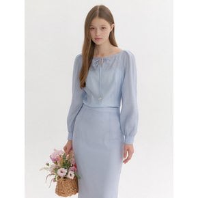 [FAIRY] Chiffon Puff Long-Sleeve Blouse / Blue