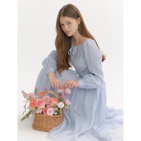 [FAIRY] Chiffon Puff Long-Sleeve Blouse / Blue