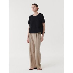 SS WIDE TUCK PANTS (BEIGE)