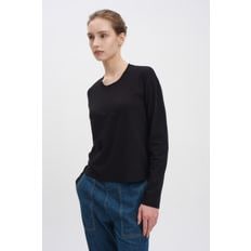 WLJ3113 BOXY LONG SLEEVE TEE-BLACK