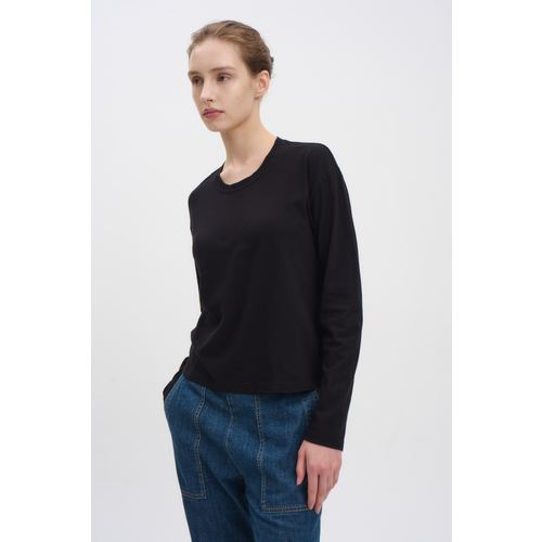 WLJ3113 BOXY LONG SLEEVE TEE-BLACK