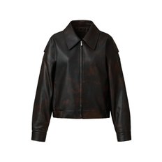 European Lambskin Semi crop bomber JK_Dark brown