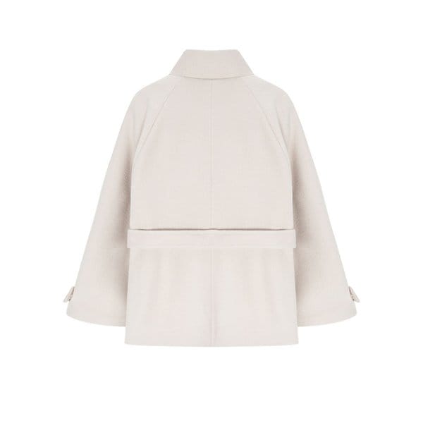 MILKY TRENCH WOOL COAT-CREAM PINK
