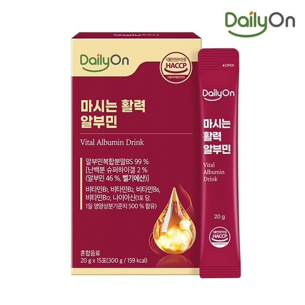 [데일리온] 고함량 마시는 활력 알부민 20g 15포x1개