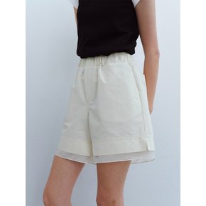 layered banding shorts (ivory)