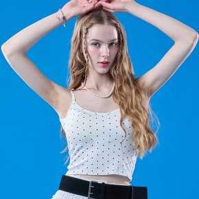 멜빈 내장브라탑 크롭 도트 탱크탑 나시 [WHITE] 이너 KCL.