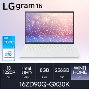 LG전자 그램16(12세대) 16ZD90Q-GX30K - 램8GB/NVMe256GB/윈도우11 홈