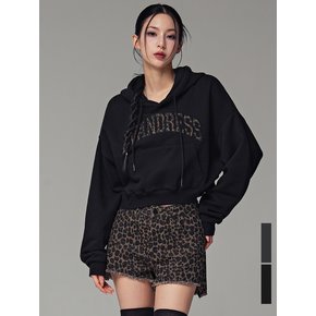레오파드 로고 크롭 후디_2COL