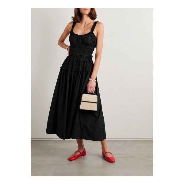 도엔 마리안 셔링  코튼 포플린 미디 드레스 블랙 1647597353900827