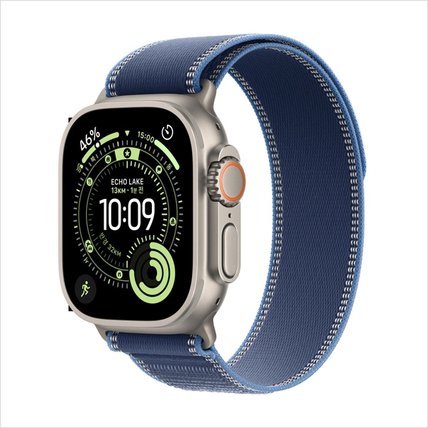 (2차) 애플워치 울트라 3 셀룰러 49mm 내추럴 티타늄, 블루트레일루프 (SM) MEWR4KH/A