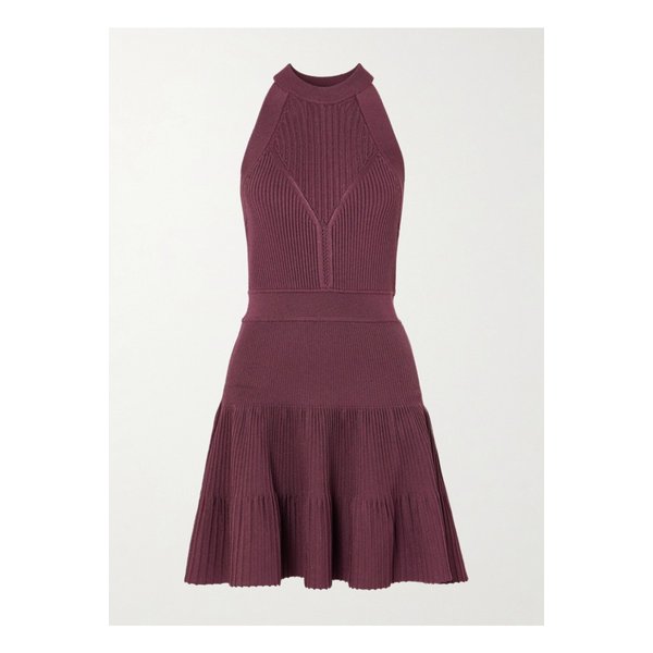 골지 포인텔 니트 미니 드레스 버건디 46376663162910916