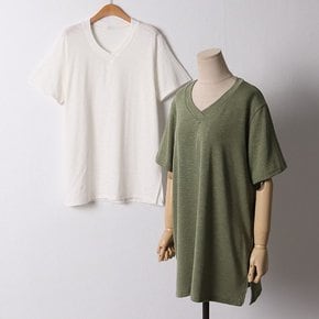 빅사이즈 408 사이드트임브이넥반팔 DOLD645
