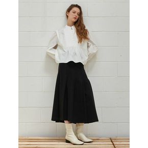 PLEATS FLARE SKIRT_BLACK