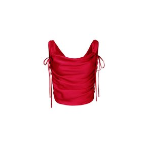 DEW COWL SATIN TOP red