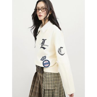럭키슈에뜨 Embroidered Point Collar Long-Sleeved T-shirt (ivory)_LFTAS25115IVX