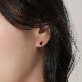 여자 순금 한쪽 침 귀걸이 큐빅 레드 24K 0.38g