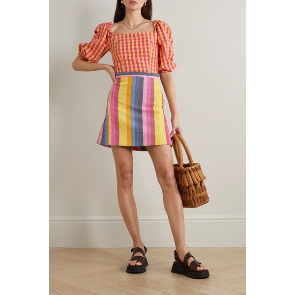 신디소 쿠말로 제마 스트라이프 리넨 캔버스 미니 스커트 1647597301500278